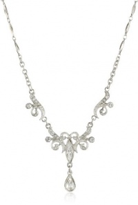 1928 Jewelry Silver-Tone Crystal Teardrop Necklace