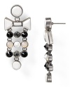 Perfect for any holiday soiree, these MARC BY MARC JACOBS bow chandelier earrings with black and white stones would perfectly compliment any little black dress.