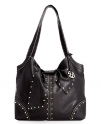 A classic silhouette gets an edgy upgrade with this rocker chic-inspired tote from Red by Marc Ecko. Standout stud accents are tempered with a flirty bow and signature detailing at the front, while the generous interior easily stows all your day-to-night essentials.