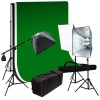 LimoStudio 3pcs 6x9 Chromakey Green Black White Screen Muslin Backdrops Background Support Kit 2400 Watt Photography Video Lighting Studio Photo Portrait Lights with Case, LMS893