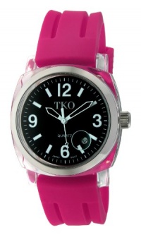 TKO ORLOGI Women's TK508-BF Milano Plastic Case and Fuchsia Rubber Strap Watch