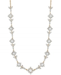 Full bloom beauty. Charter Club's garden-inspired necklace features clear glass accents in floral designs. Set in gold tone mixed metal. Approximate length: 15 inches + 2-inch extender.