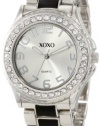 XOXO Women's XO5405  Silver-tone/Black Epoxy Bracelet With Rhinestones Accent Watch