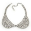 Clear Swarovski Crystal Peter Pan Collar Necklace In Silver Plating - 36cm Length/ 11cm Extension