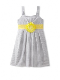 Ruby Rox Kids Girls 7-16 Seersucker Dress, Black/White/Yellow, 12