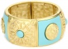 T Tahari Marrakesh Gold and Turquoise-Color Wide Stretch Bracelet