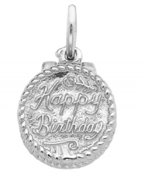 A decorative--and delightful!--dessert! Celebrate someone special's big day with this sweet birthday cake charm from Rembrandt. Best of all, it lasts forever and is calorie-free! Set in sterling silver. Approximate drop: 1 inch.