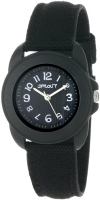 Sprout Women's ST1017BKBKBK Eco-Friendly Corn Resin and Black Organic Cotton Strap Watch