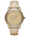 A sea of shimmering crystals sits at the dial of this stunning DKNY watch.