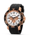 Rose gold accents lend luxe shine to this sporty Grandeur Diver watch with three-eye functionality from TW Steel.