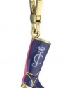 Juicy Couture Charm Navy Blue Rainboot Boot w Pink Stripe Gold Charm YJRU5974