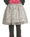 Bonnie Baby Baby-Girls Newborn Knit Bodice With Ruffles And Satin Flowers With Dot Legging