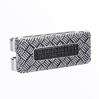 J.Goodman Sterling Silver Black Spinel Basket Weave Money clip