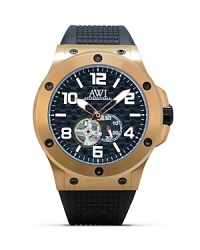 AWI International Aero Drive 46 Round Rose Gold PVD Watch, 46mm