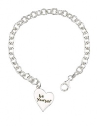 Sterling Silver Be Yourself Heart Charm Link Bracelet