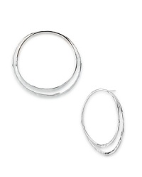 Robert Lee Morris Soho is known for its for sculptural pieces, and this pair of hoop earrings encapsulates the look, crafted of plated metal which has been hammered for added allure.