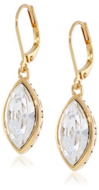 T Tahari Essentials Navette Crystal Gold Colored Drop Earrings