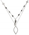 Style comes in layers. Lucky Brand's necklace, crafted from silver-tone mixed metal, features semi-precious glass stones for an earthy elegance. A wing detail gives it that soaring feeling. Approximate length: 18 inches + 2-inch extender. Approximate drop: 9-1/4 inches.