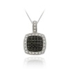 Sterling Silver 1/4ct TDW Black Diamond Square Pendant