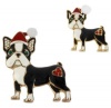 Betsey Johnson Antique Gold-Tone Glitter Bulldog Santa Pin Set