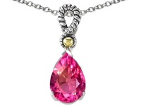 Original Star K(tm) Pear Shape 11x8mm Created Pink Sapphire Pendant in 925 Sterling Silver