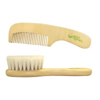 green sprouts Wooden Brush and Comb Set, Natural