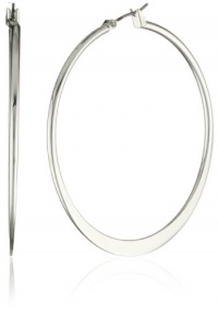 Betsey Johnson Silver-Tone Knife Edge Medium Hoop Earrings