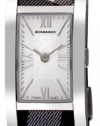 Burberry Women's BU1078 Check Engraved White Dial Rectangular Case Watch