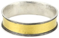 GURHAN Lancelot Silver and Gold Hammered Wide Bangle Bracelet