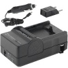 Mini Battery Charger Kit for Sony Camcorder Batteries with Fold-In Wall Plug, Car and EU Adapters