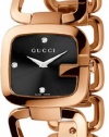 Rose Gold Tone Stainless Steel G-Gucci Black Dial Diamond Hour Markers