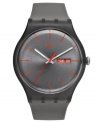 A warm toned athletic watch that can go undercover at the office, from Swatch's Warm Rebel collection.