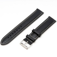 Voguestrap Tx83720LBK Allstrap 20Mm Black Long-Length Sport Leather-Contrast Stitch Watchband