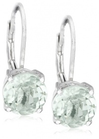 Sterling Silver 8mm Round Green Amethyst Lever Back Earrings