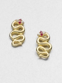 EXCLUSIVELY AT SAKS.COM From the Meadowlark Collection. A whimsical design with brilliant white sapphires and rich rubies set in 18k gold plated sterling silver. White sapphire and ruby18k goldplated sterling silverSize, about .414k gold post backImported 