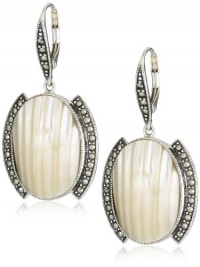 Judith Jack Pearl Moon Sterling Silver, Swarovski Marcasite and Osmena Pearl Drop Earrings