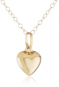 Duragold 14k Yellow Gold Puffed Heart Pendant Necklace, 15