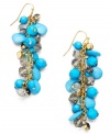 Play up any look with the right pop of color. INC International Concepts' chic cluster earrings feature turquoise-colored plastic beads and glass rondelles set in gold-plated mixed metal. Approximate drop: 3 inches.