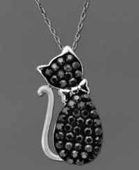 Purrrfectly precious. Kaleidoscope's adorable cat pendant features black crystals with Swarovski Elements. Setting and chain crafted in sterling silver. Approximate length: 18 inches. Approximate drop: 1 inch.