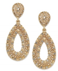 Shimmering glass stones add texture to these teardrop earrings from Charter Club. Crafted in 14k gold-plated mixed metal. Approximate drop: 2 inches.