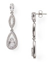 Art Deco brilliance! Show off this pair of glittering Lora Paolo teardrop earrings with graphic lines and a column dress.