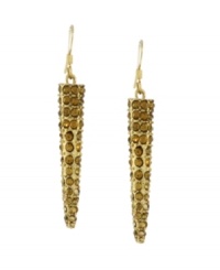 Golden opportunity. Add chic, contemporary style to your jewelry collection with BCBGeneration's linear drop earrings. Crafted in gold tone mixed metal, they're embellished with glittering glass accents in a light topaz hue. Approximate length: 1-1/2 inches.