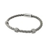 .925 Sterling Silver Rhodium Plated Cubic Zirconia 3 Bar Cable Italian Bracelet Band with Magnetic Lock - 7 Inches