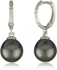 TARA Pearls Tahitian 9X10mm 14 Karat White Gold and Diamond Hoop Earrings