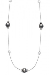 Alfani Necklace, 60-inch Long Silver & Hematite Tone Ball Station Chain Necklace