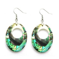 Pearlz Ocean Silvertone Copper Abalone and Grey Shell Dangle Earrings