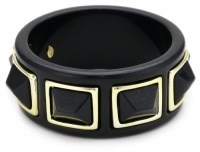 Kenneth Jay Lane Gold and Black Pyramid Bangle Bracelet