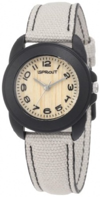 Sprout Women's ST/1033BKBKKH Khaki Organic Cotton Strap Bamboo Dial Eco-Friendly Watch