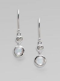 From the Silver Rain Collection. A lovely clear quartz crystal, richly faceted in a modern sterling silver setting, is capped by one shimmering diamond.Diamonds, .07 tcw Clear quartz Sterling silver Drop, about 1 Ear wire Imported