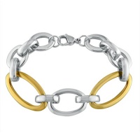 Ladies Stainless Steel Two-Tone Fancy Link Bracelet (7 1/2 inches)